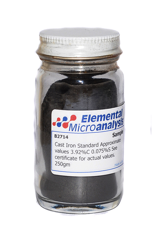 DISCONTINUED

PLEASE CONSIDER ALTERNATIVE B2702

Cast Iron Standard Approximate values 3.89%C 0.083%S See certificate 921E for actual values. 250gm